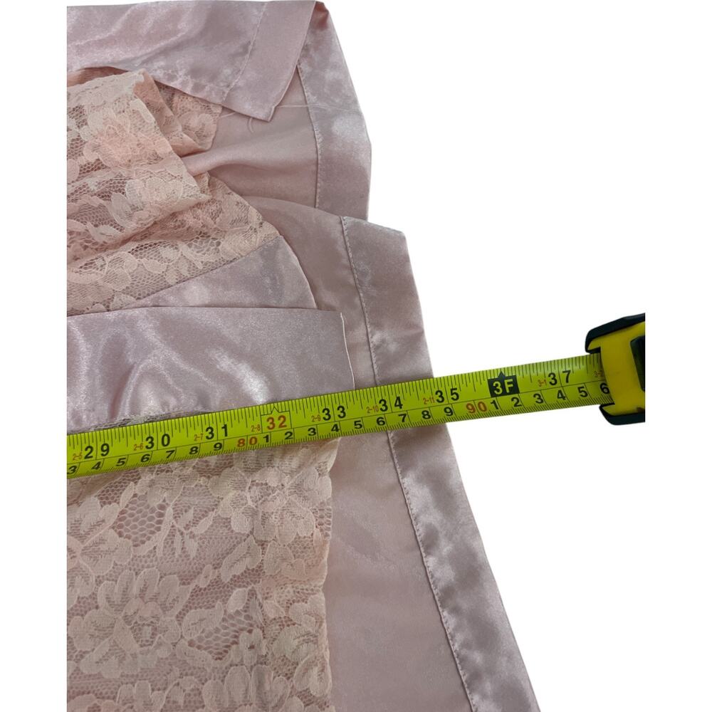 Victorias Secret Pink Robe Womens One Size Vintage 90s Lace Satin Boudoir - Picture 6 of 7